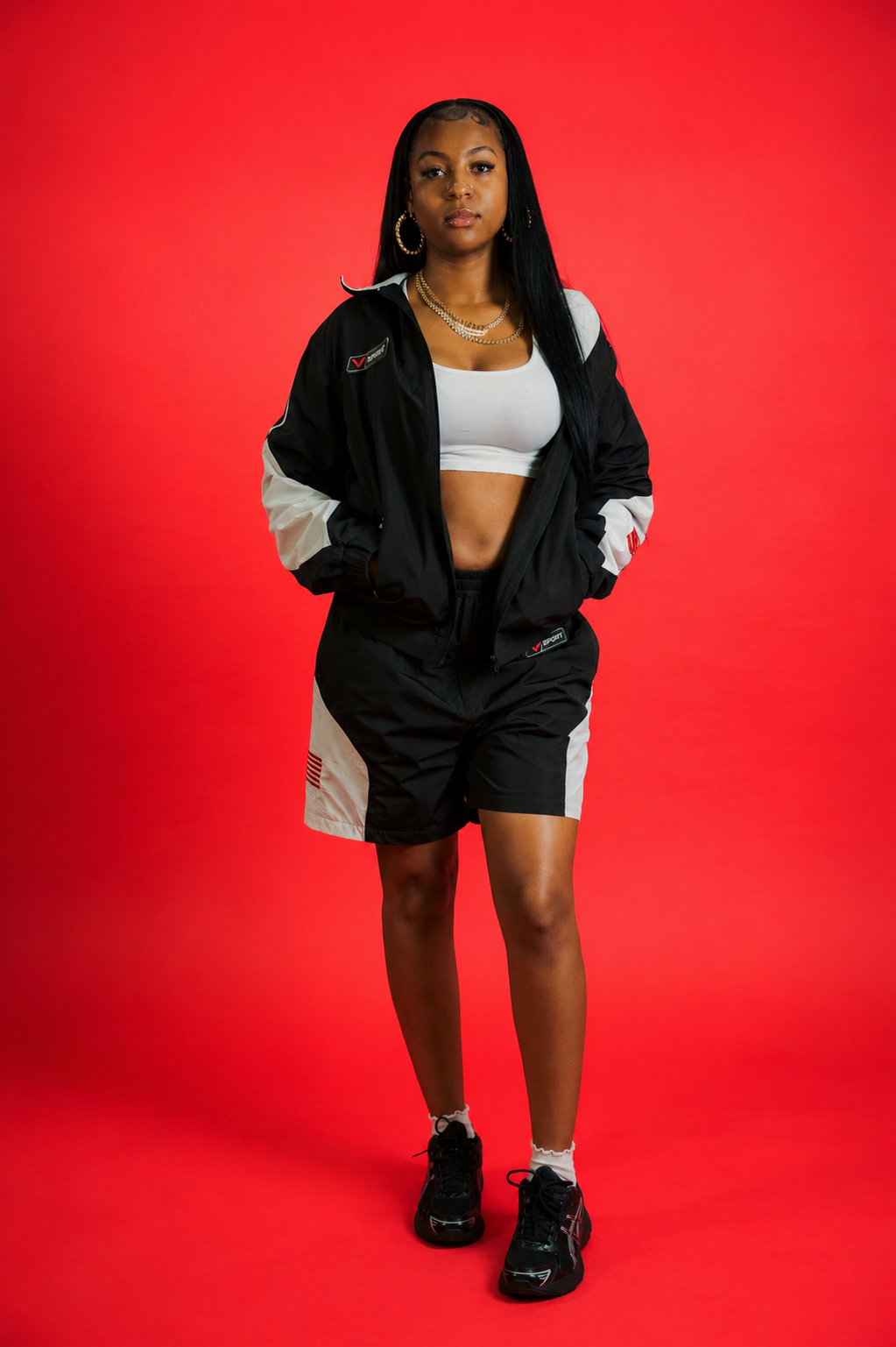 V-Sport Nylon Tracksuit Set