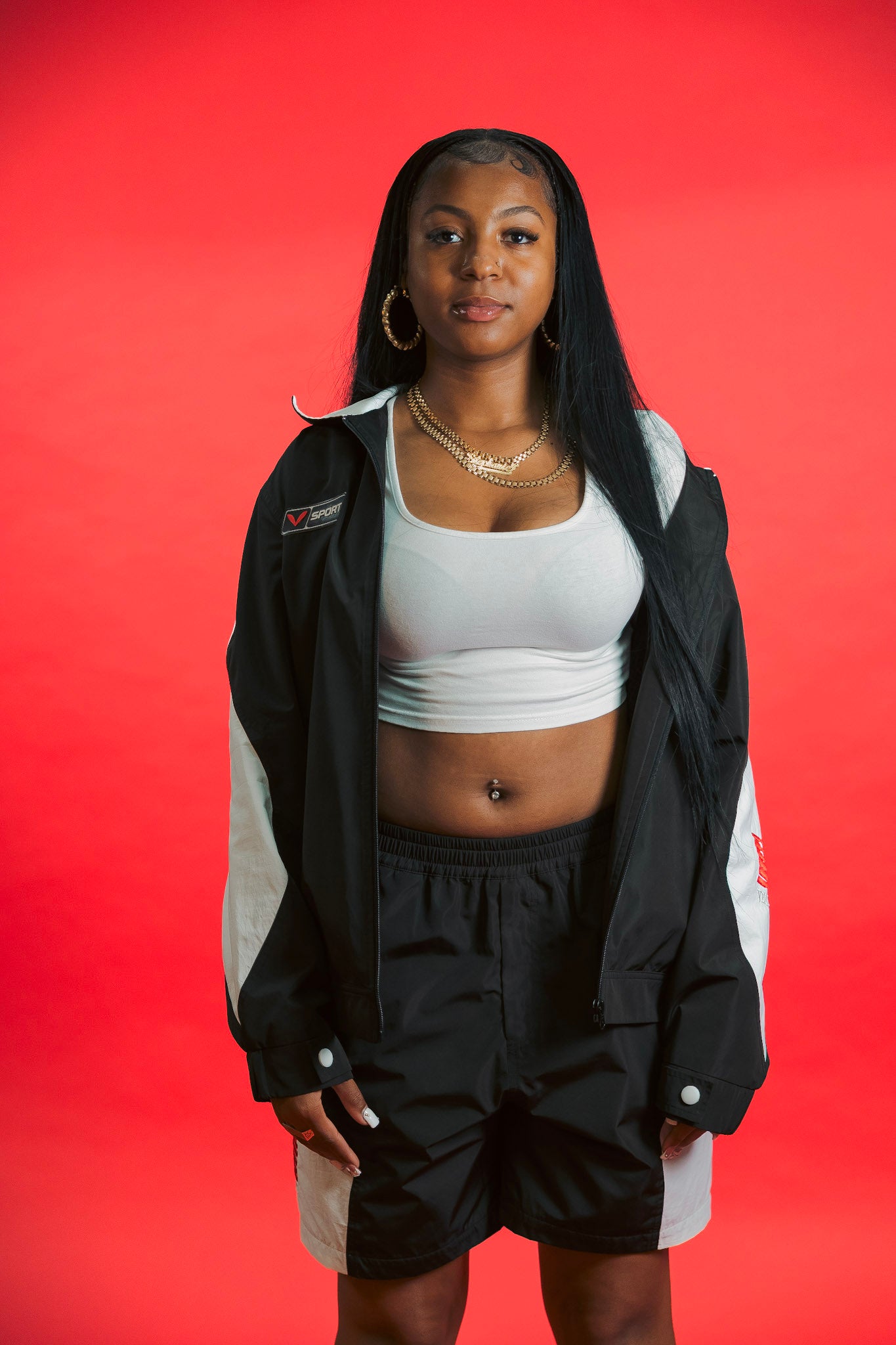 V-Sport Nylon Tracksuit Set