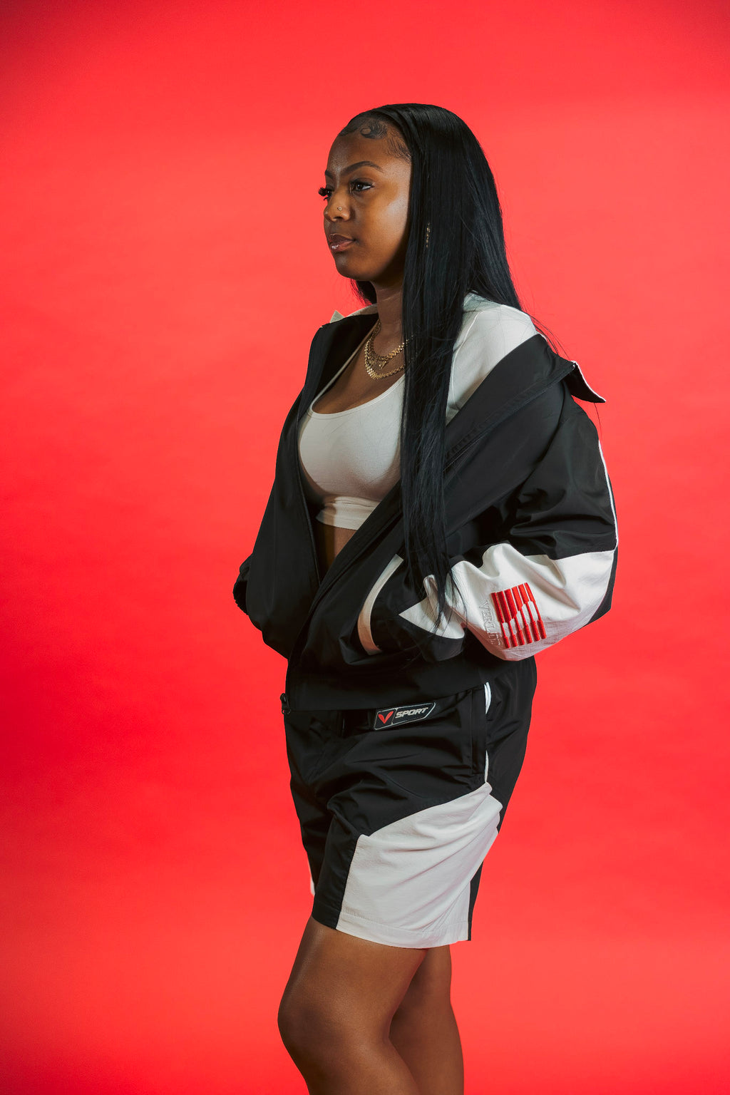 V-Sport Nylon Tracksuit Set