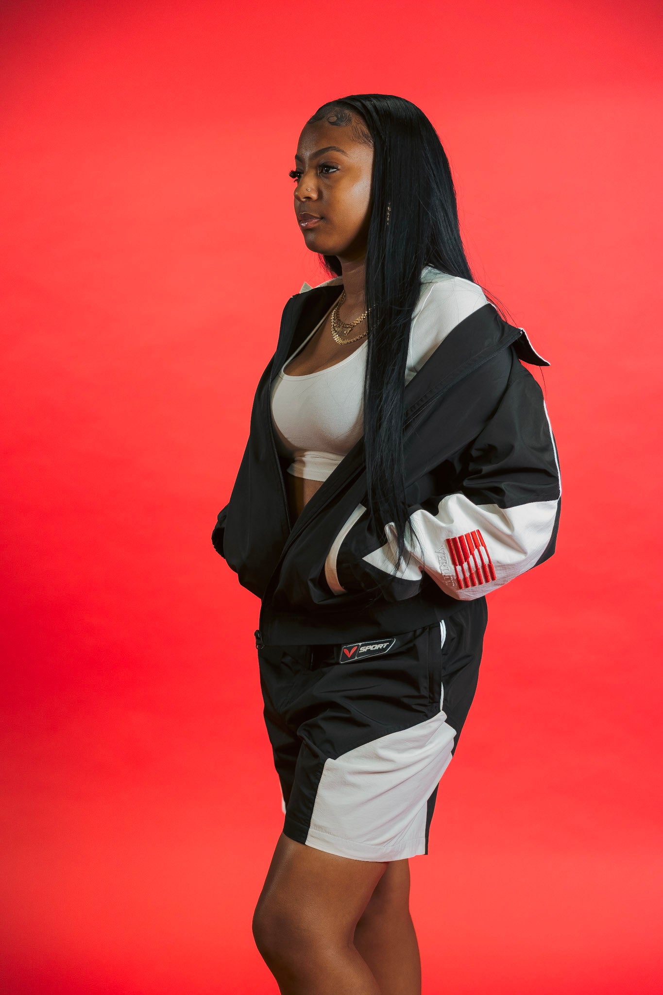 V-Sport Nylon Tracksuit Set