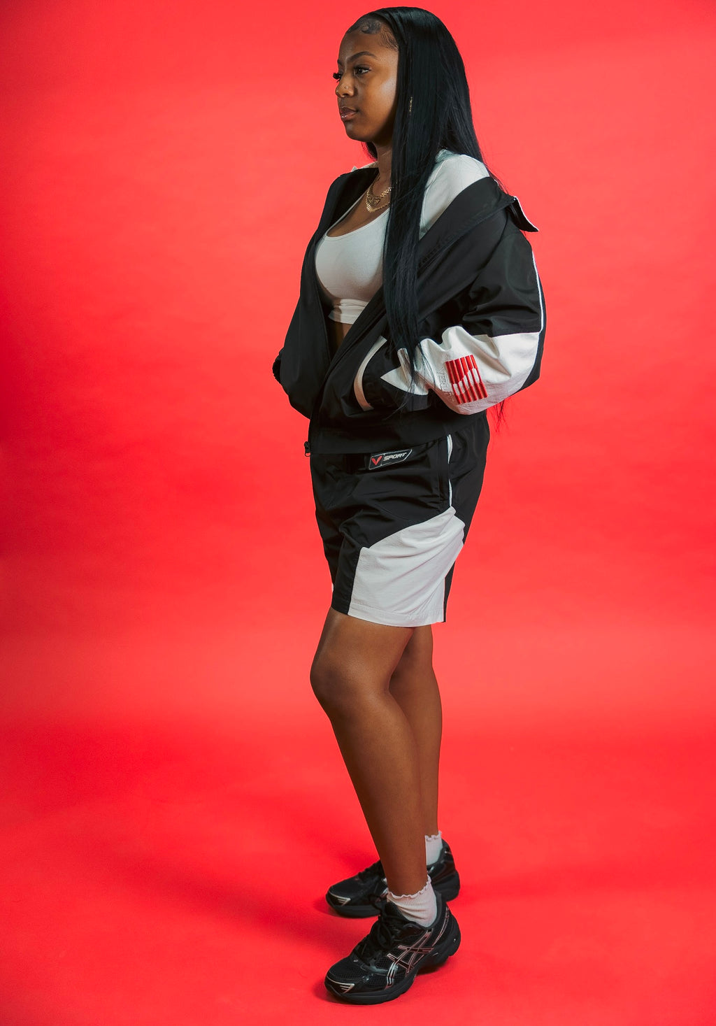 V-Sport Nylon Tracksuit Set