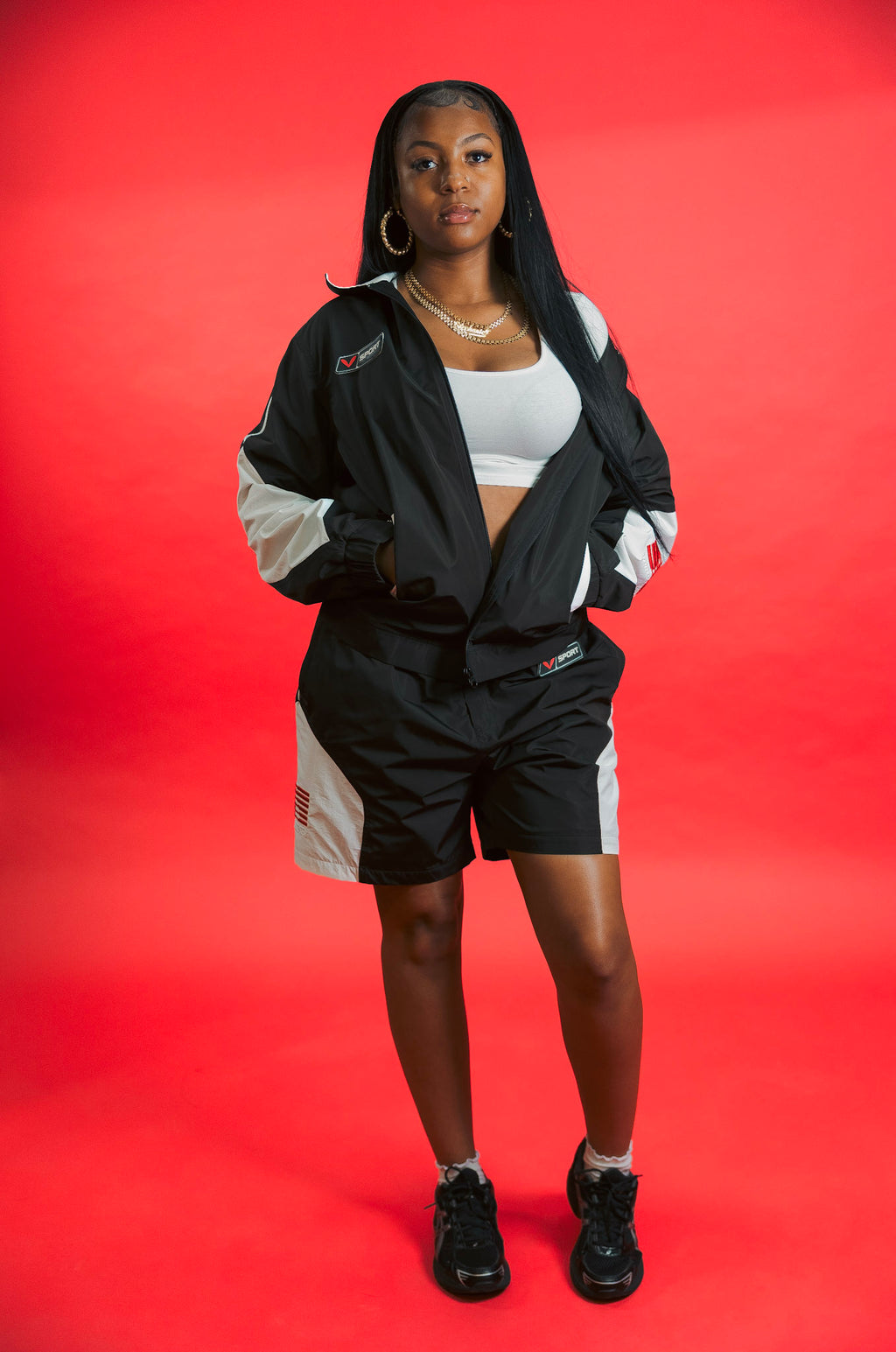 V-Sport Nylon Tracksuit Set