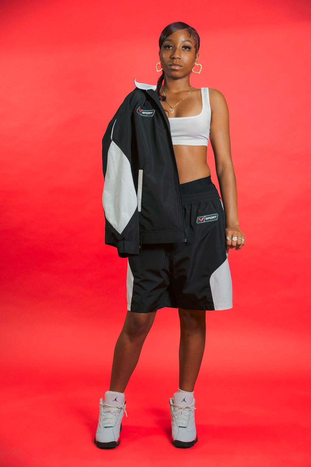 V-Sport Nylon Tracksuit Set