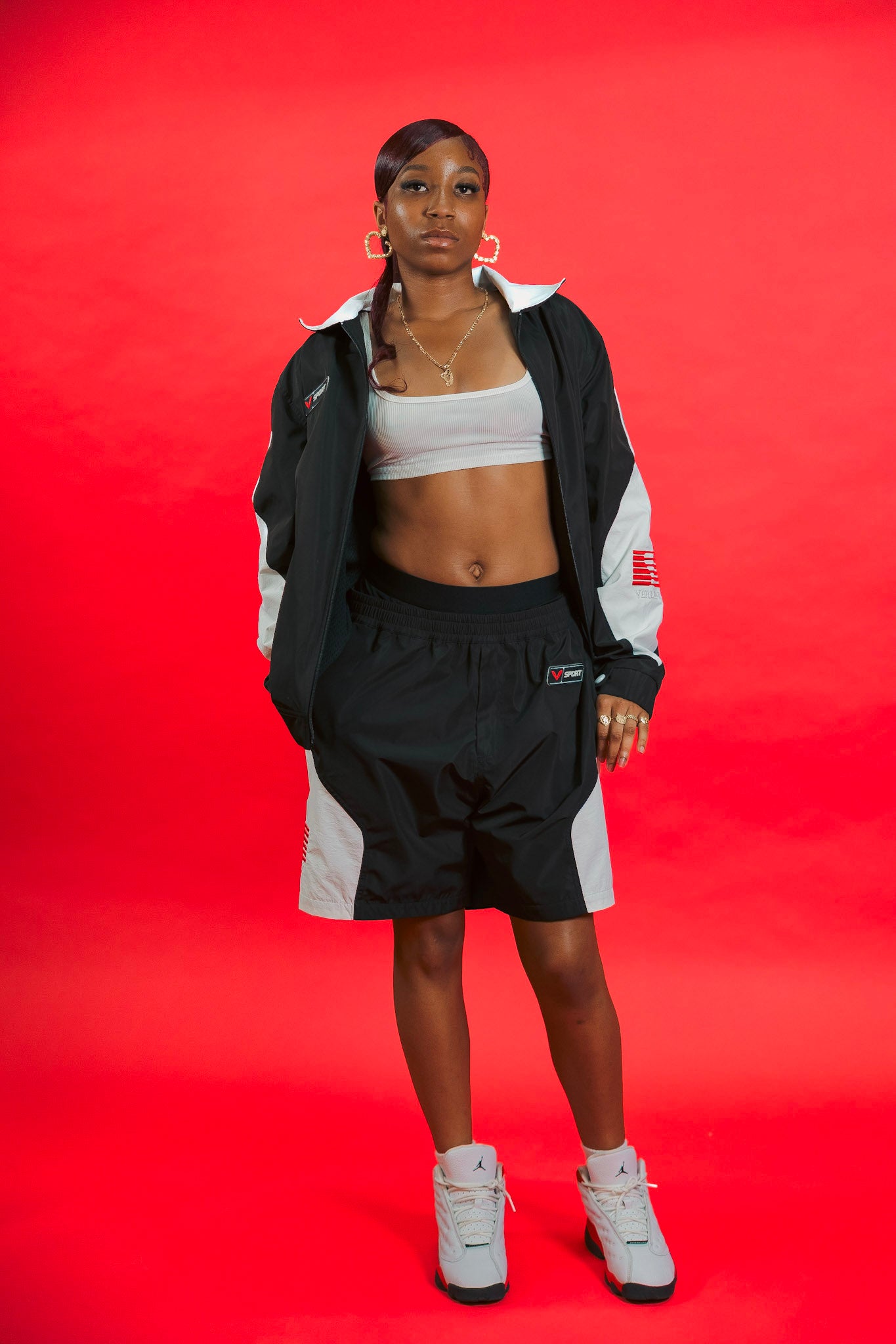 V-Sport Nylon Tracksuit Set