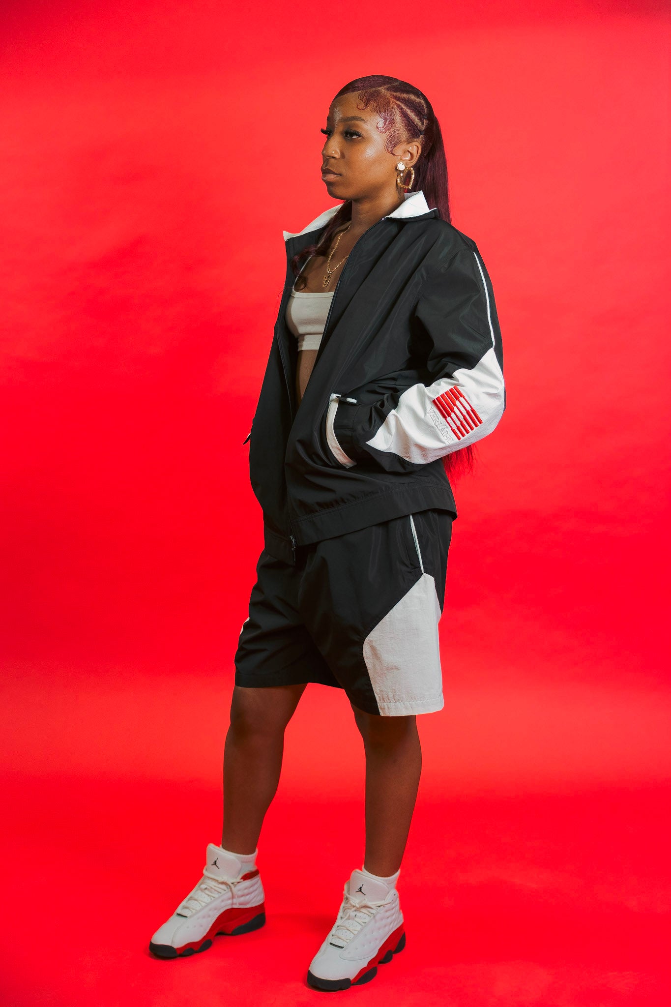 V-Sport Nylon Tracksuit Set