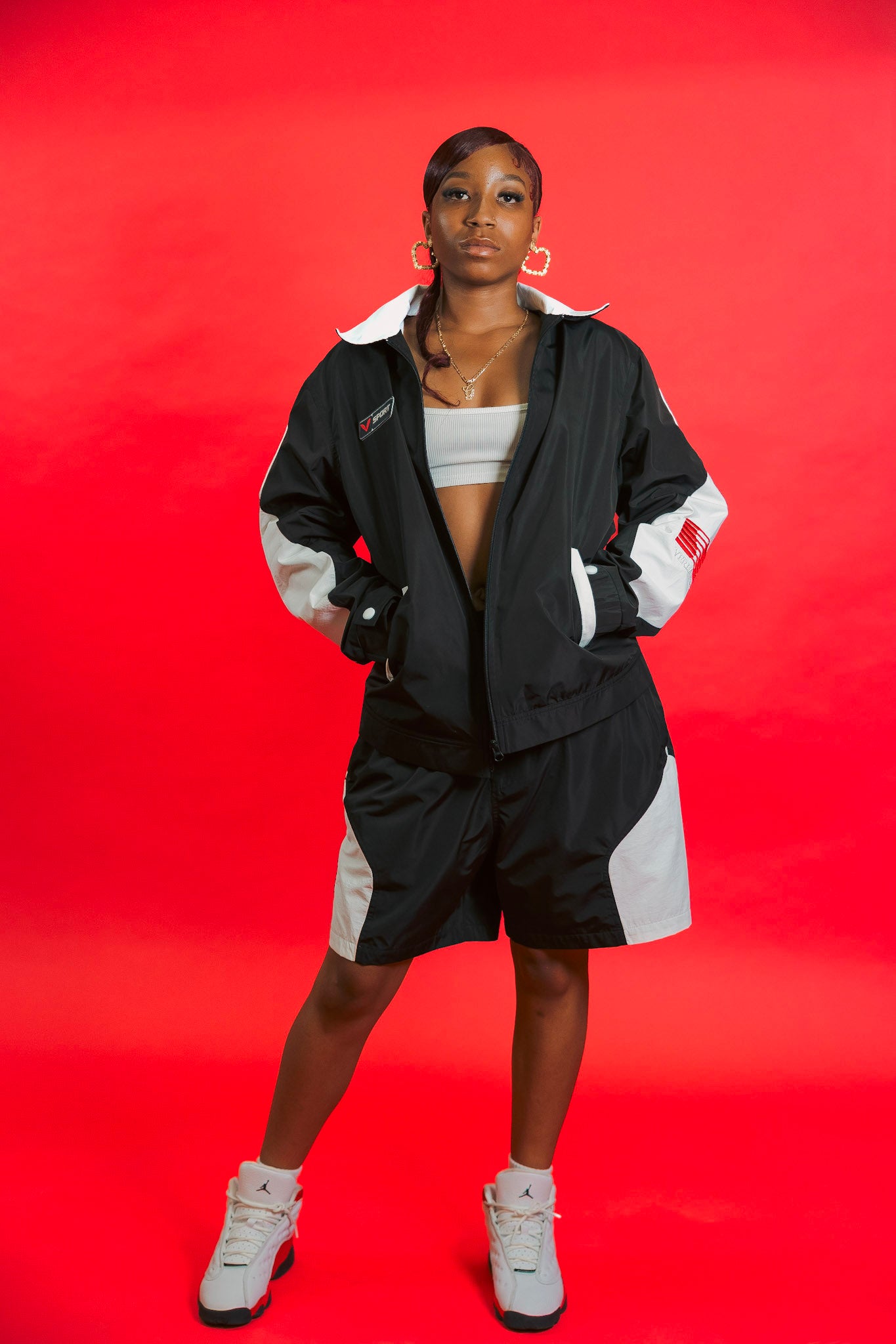 V-Sport Nylon Tracksuit Set