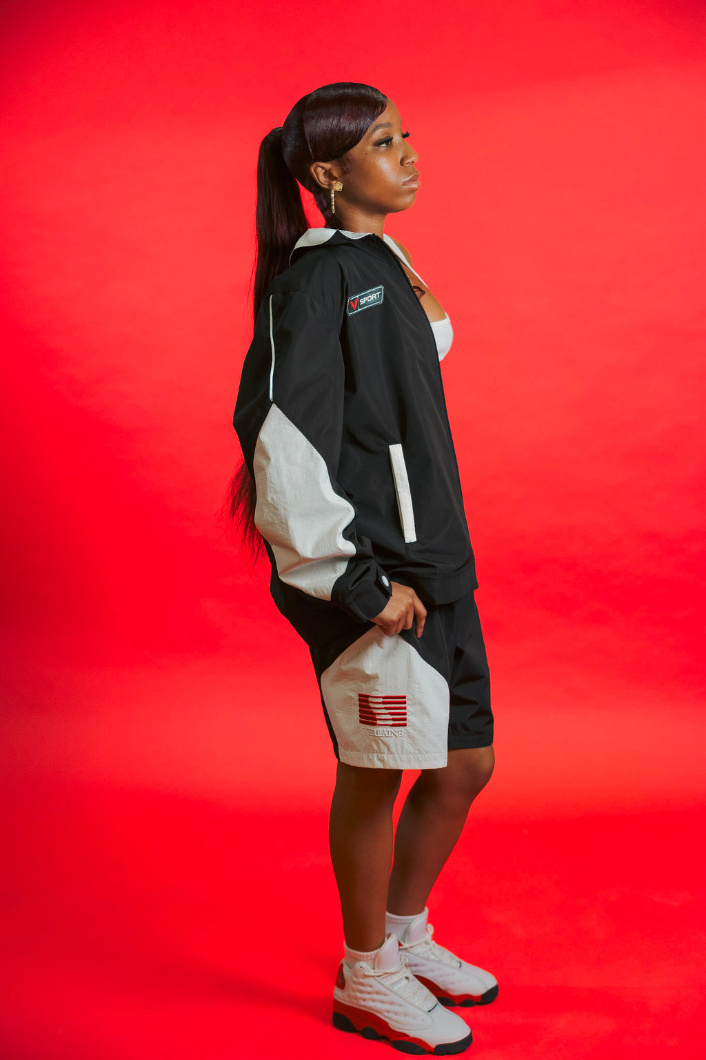 V-Sport Nylon Tracksuit Set
