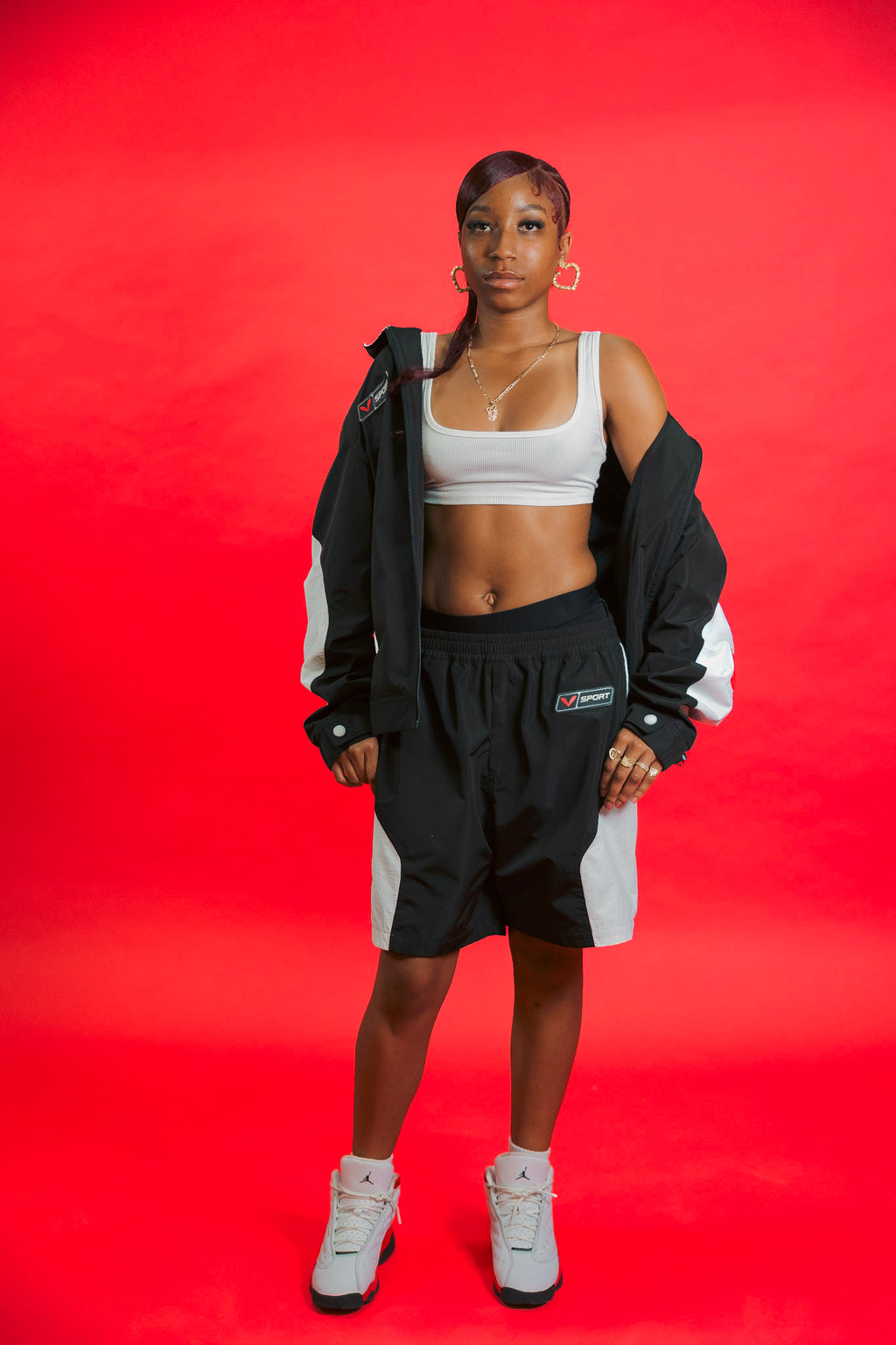 V-Sport Nylon Tracksuit Set