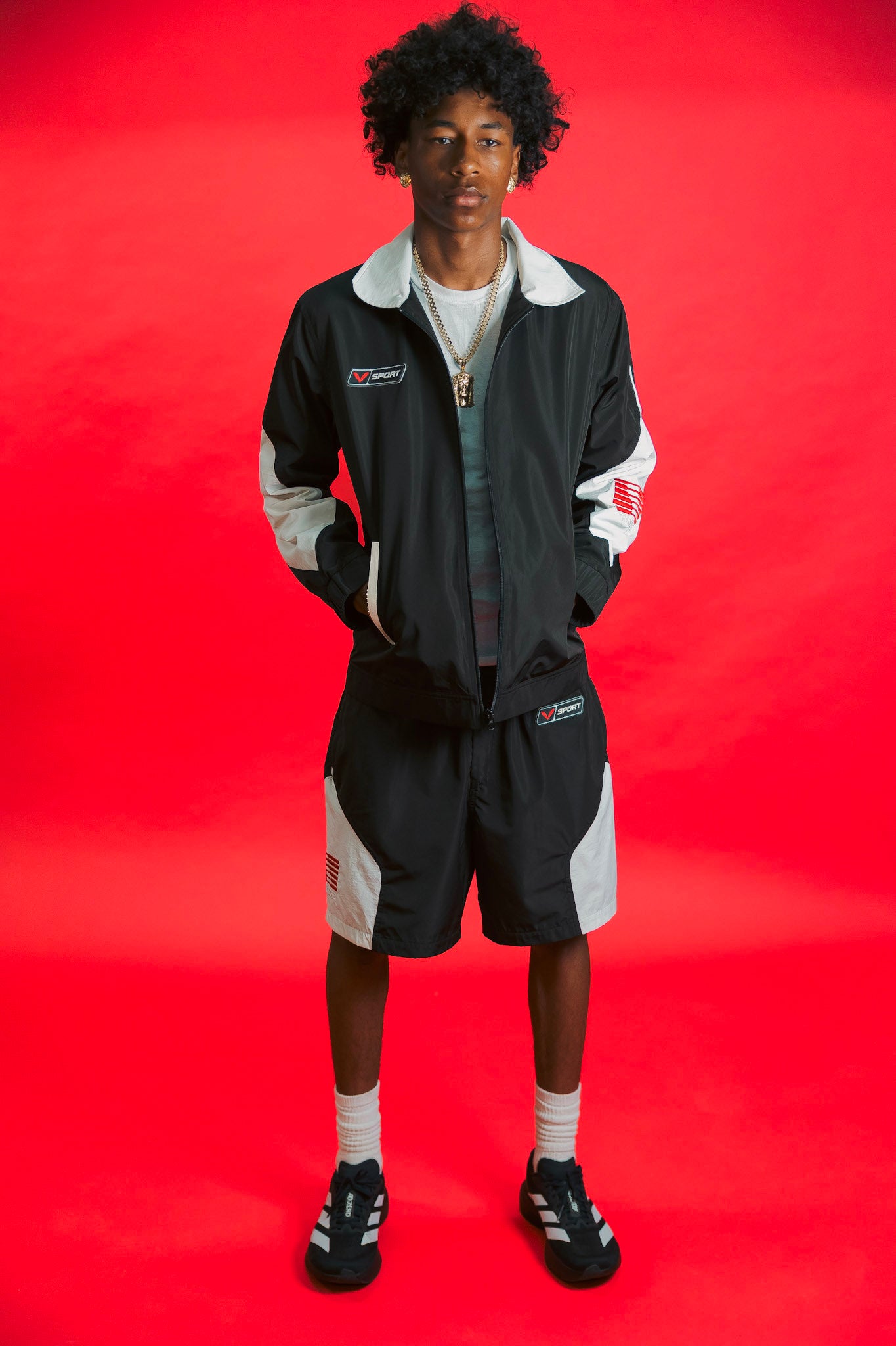 V-Sport Nylon Tracksuit Set